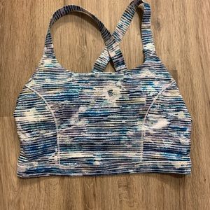 Blue Cross-back lululemon sports bra size 10